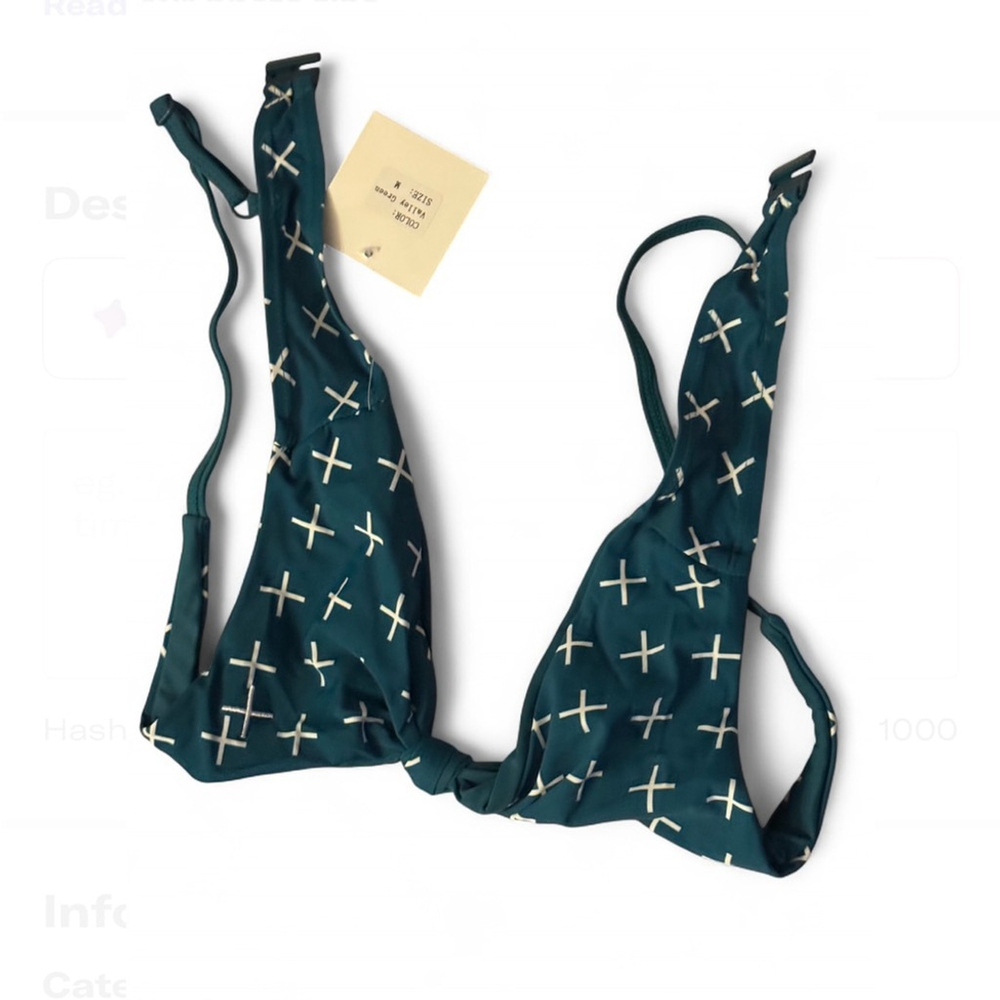 Boutine LA Valley Green X Print Triangle Bikini Top Medium NWT